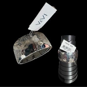 ViVI Silver stretch hammered Cuff Bracelet lightweight